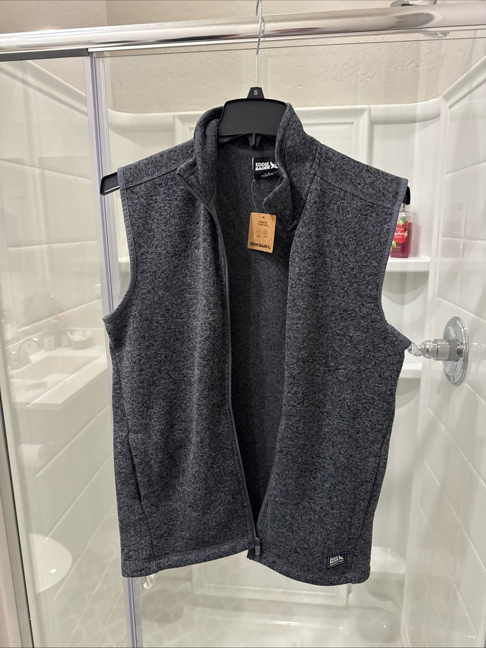 Eddie Bauer Men's Gray Full-Zip Fleece Vest